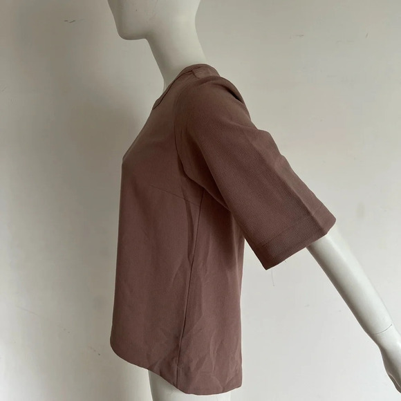 Melissa McCarthy Seven7 Brown Nude top Blouse Short sleeve - Picture 2 of 8